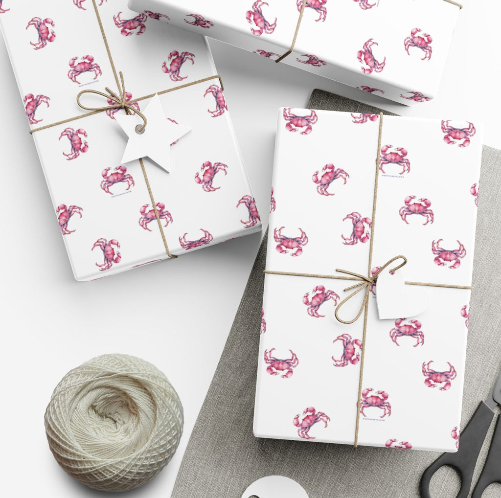 Nantucket Stroll Nantucketcloth Christmas Holiday Ocean Red Crab and Candy Cane Gift Wrap Paper