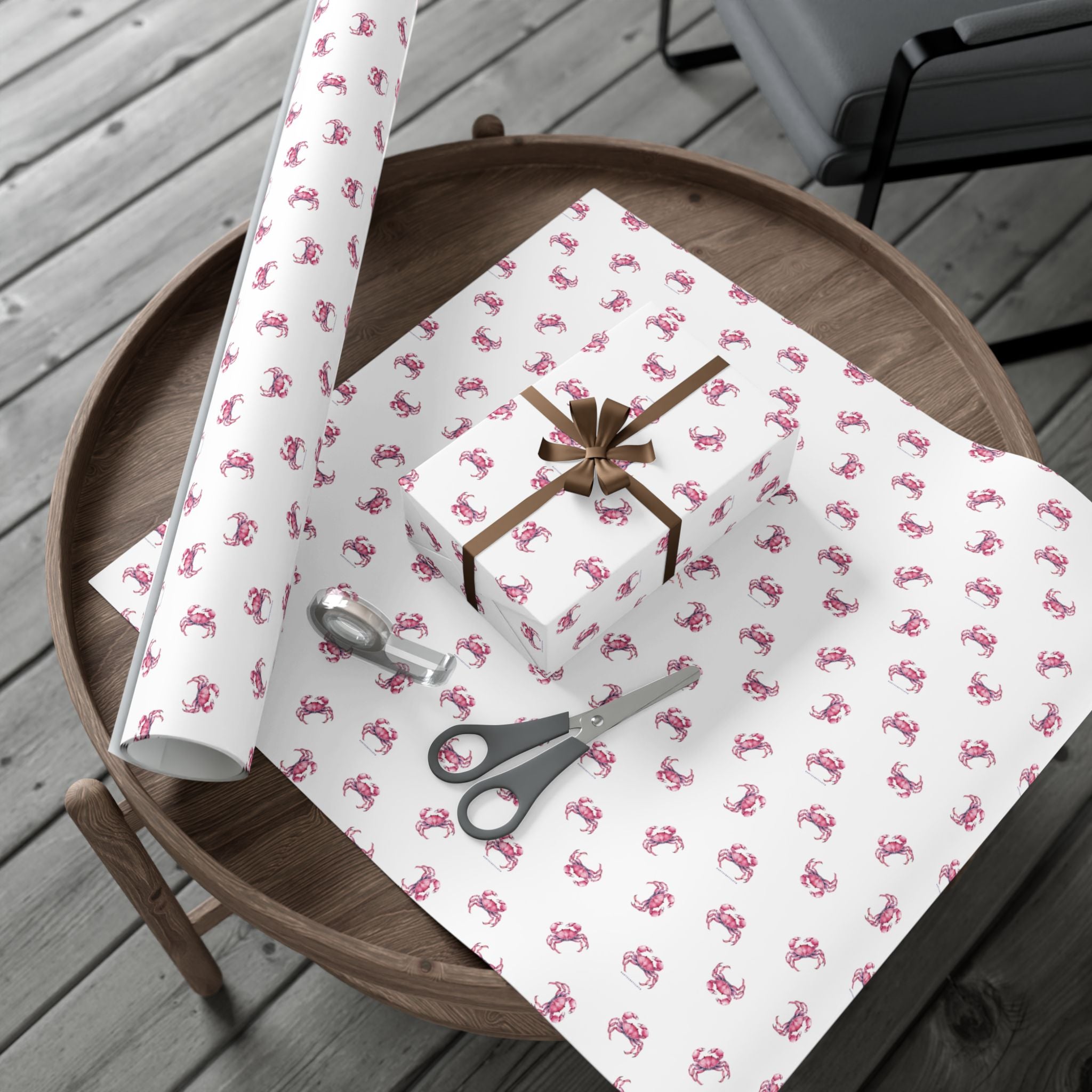 Nantucket Stroll Nantucketcloth Christmas Holiday Ocean Red Crab and Candy Cane Gift Wrap Paper