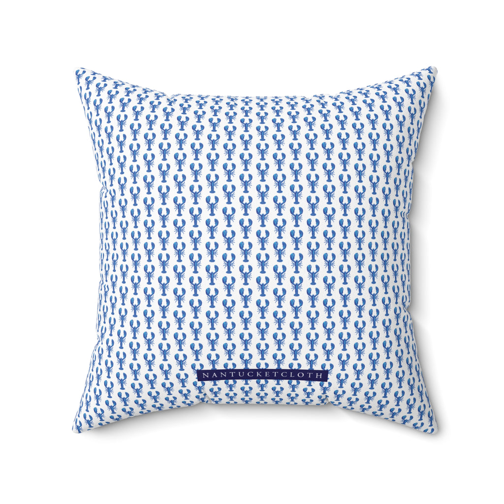 Nantucket Island Style TheNantucketHouse Blue Lobster Spun Polyester Square Pillow Nantucketcloth.