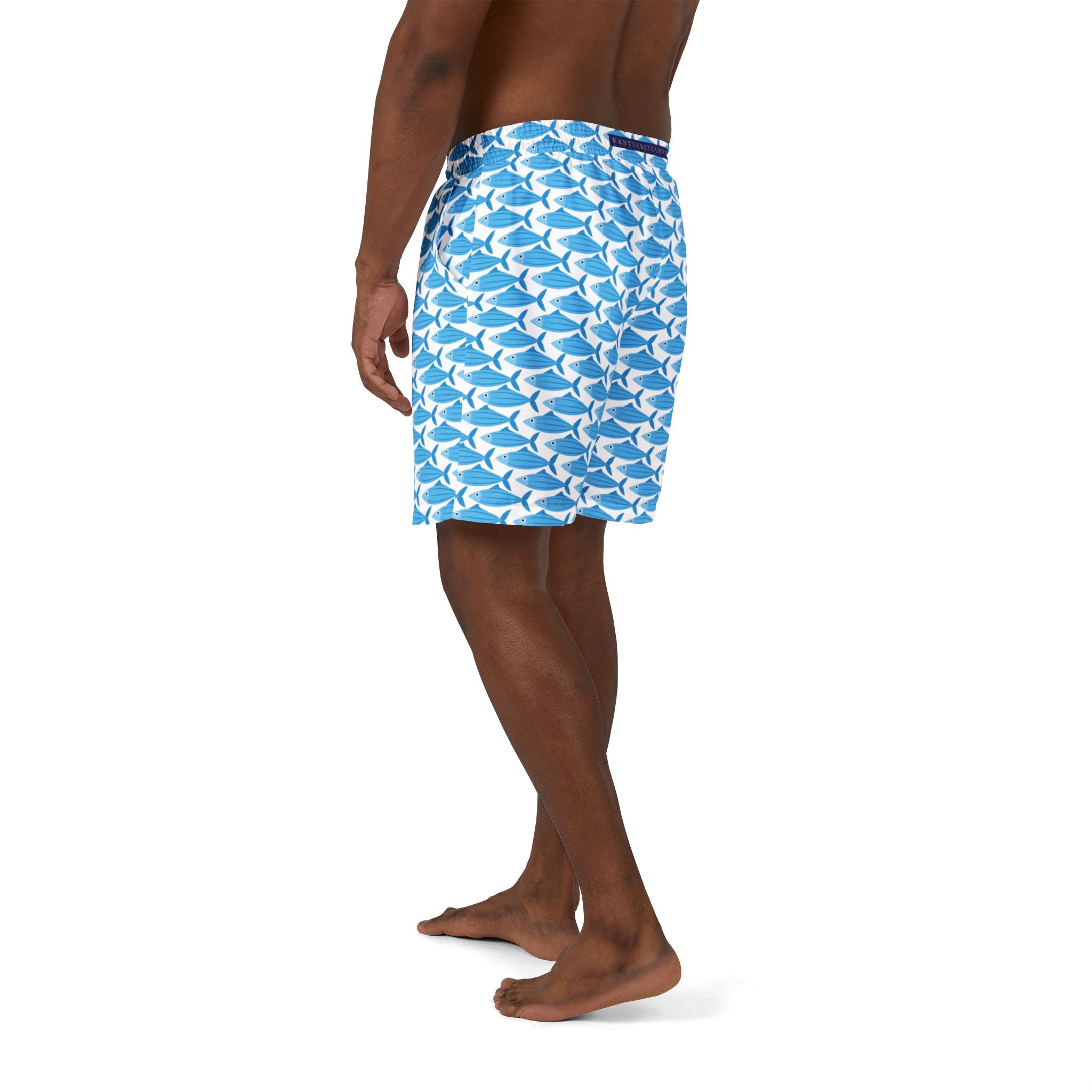 Nantucket Island Mens Swim Shorts. Nantucketcloth Blue Tuna with Pockets.