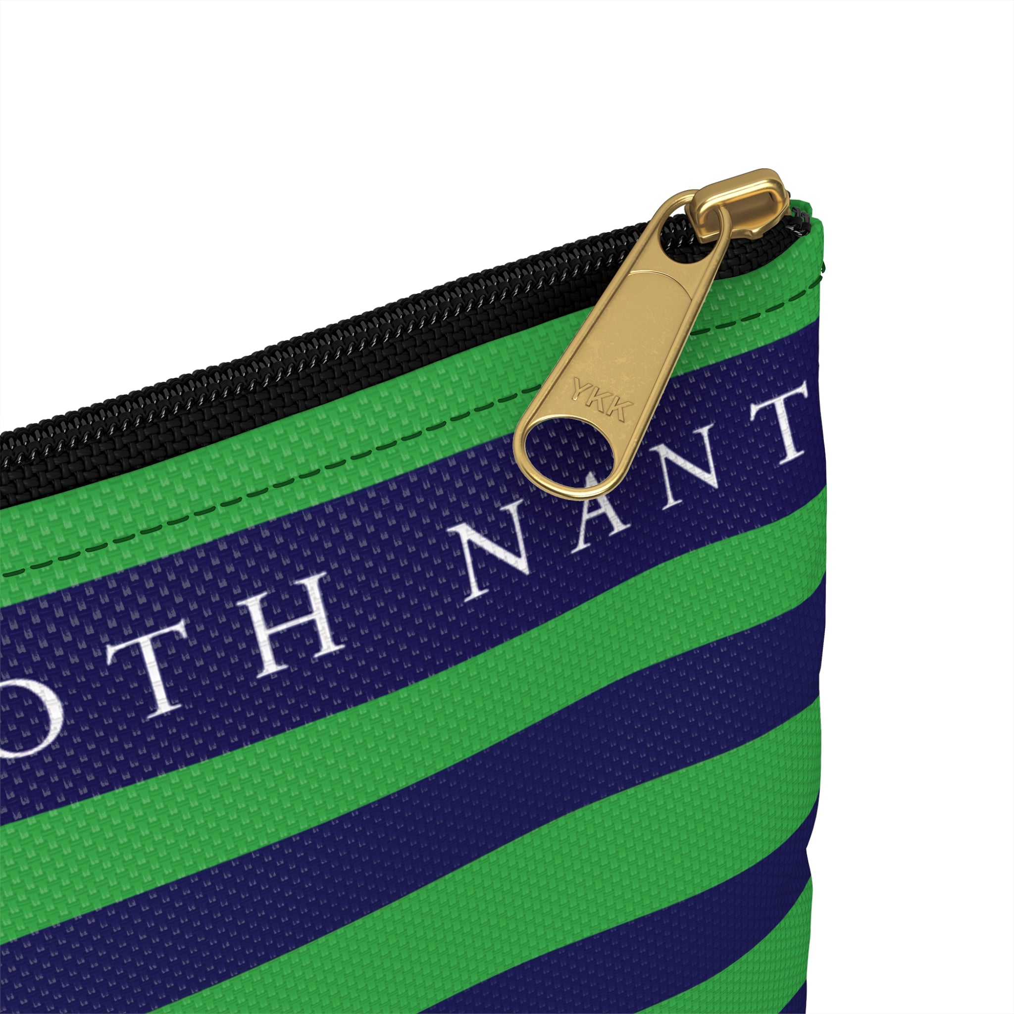 Nantucket Island Nautical Blue Green Stripped Nantucketcloth Canvas Wristlet Bag.