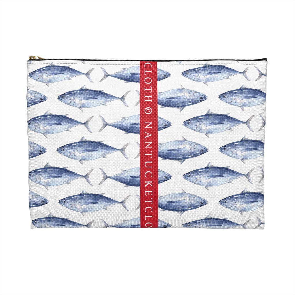 Nantucket Island Nantucketcloth Blue Fish Canvas Wristlet Bag