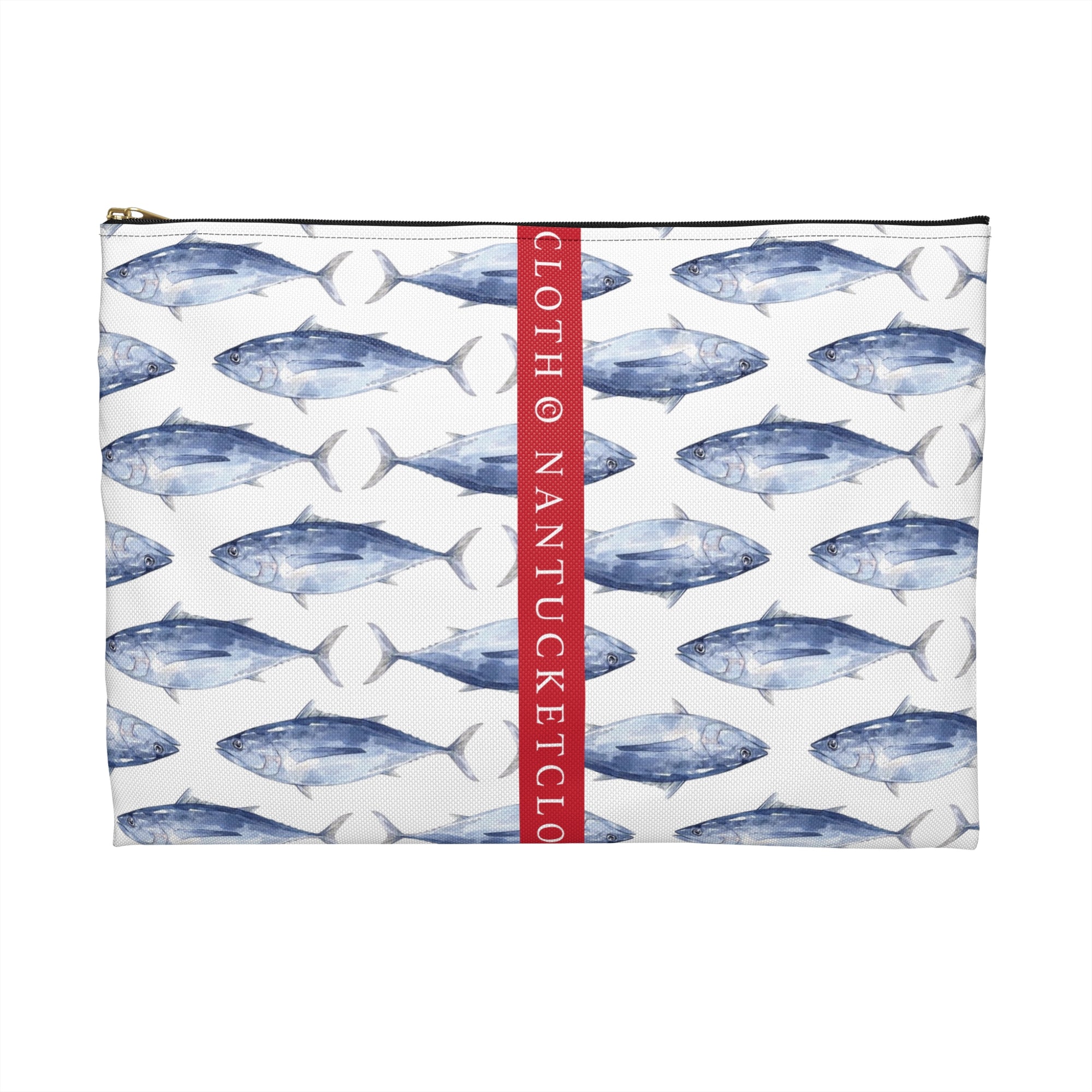 Nantucket Island Nantucketcloth Blue Fish Canvas Wristlet Bag.