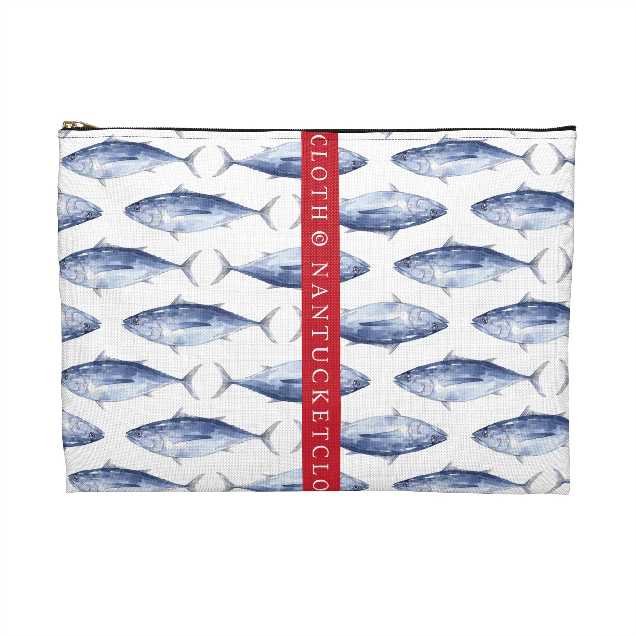 Nantucket Island Nantucketcloth Blue Fish Canvas Wristlet Bag