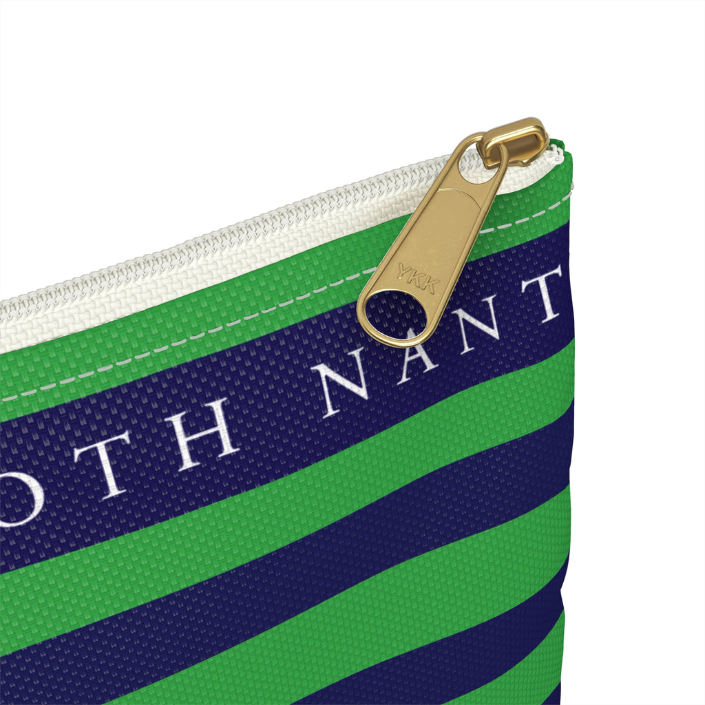 Nantucket Island Nautical Blue Green Stripped Nantucketcloth Canvas Wristlet Bag.