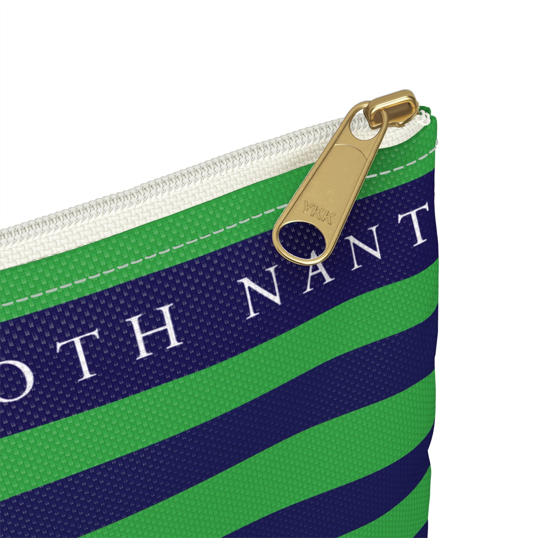 Nantucket Island Nautical Blue Green Stripped Nantucketcloth Canvas Wristlet Bag.
