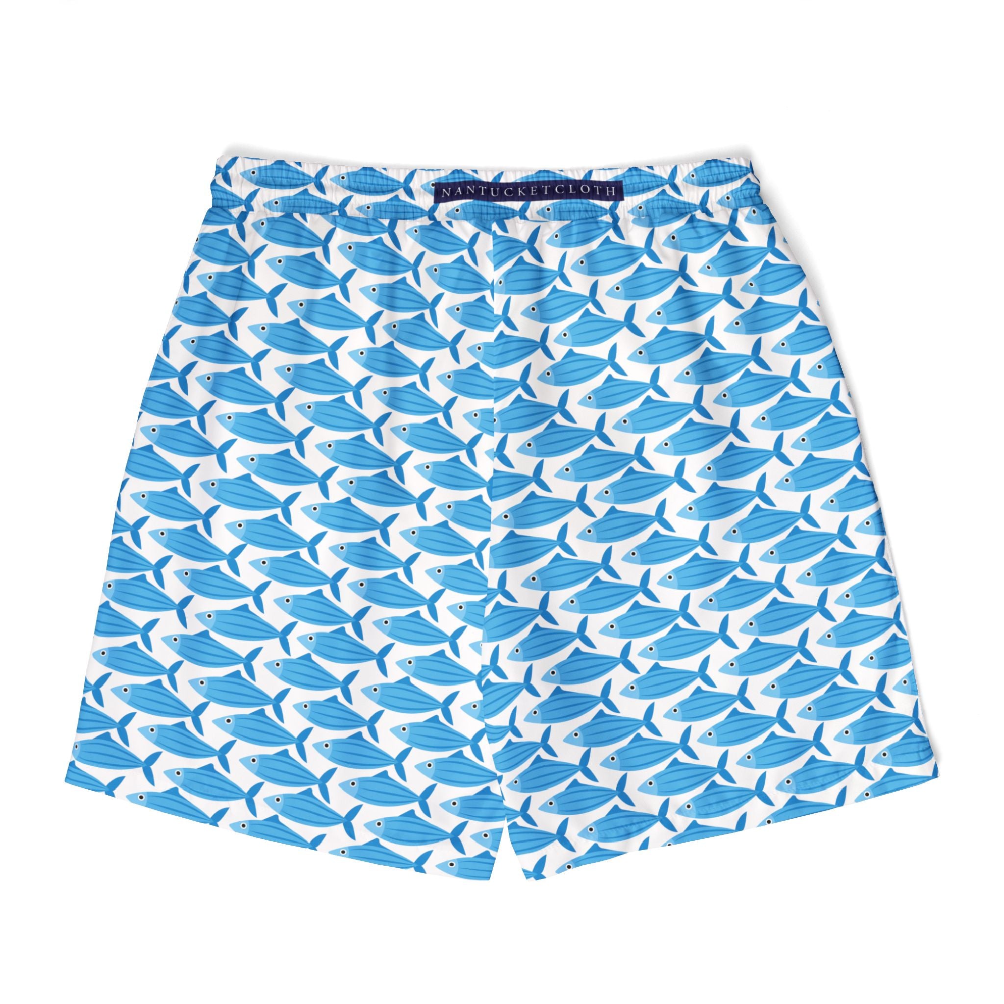 Nantucket Island Mens Swim Shorts. Nantucketcloth Blue Tuna with Pockets.