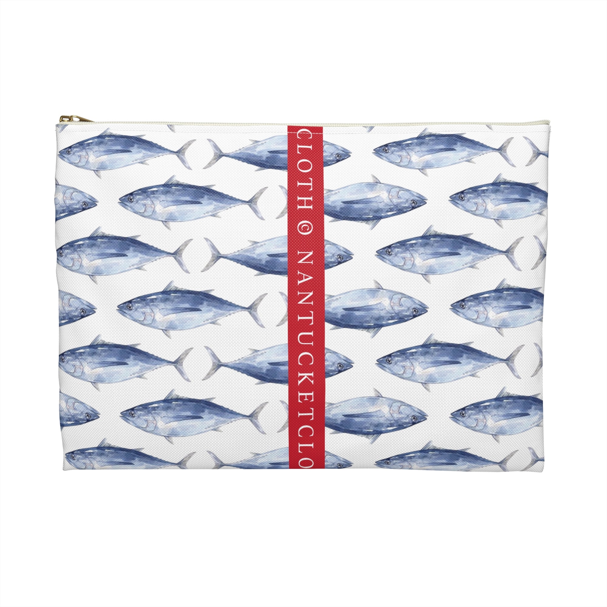 Nantucket Island Nantucketcloth Blue Fish Canvas Wristlet Bag.