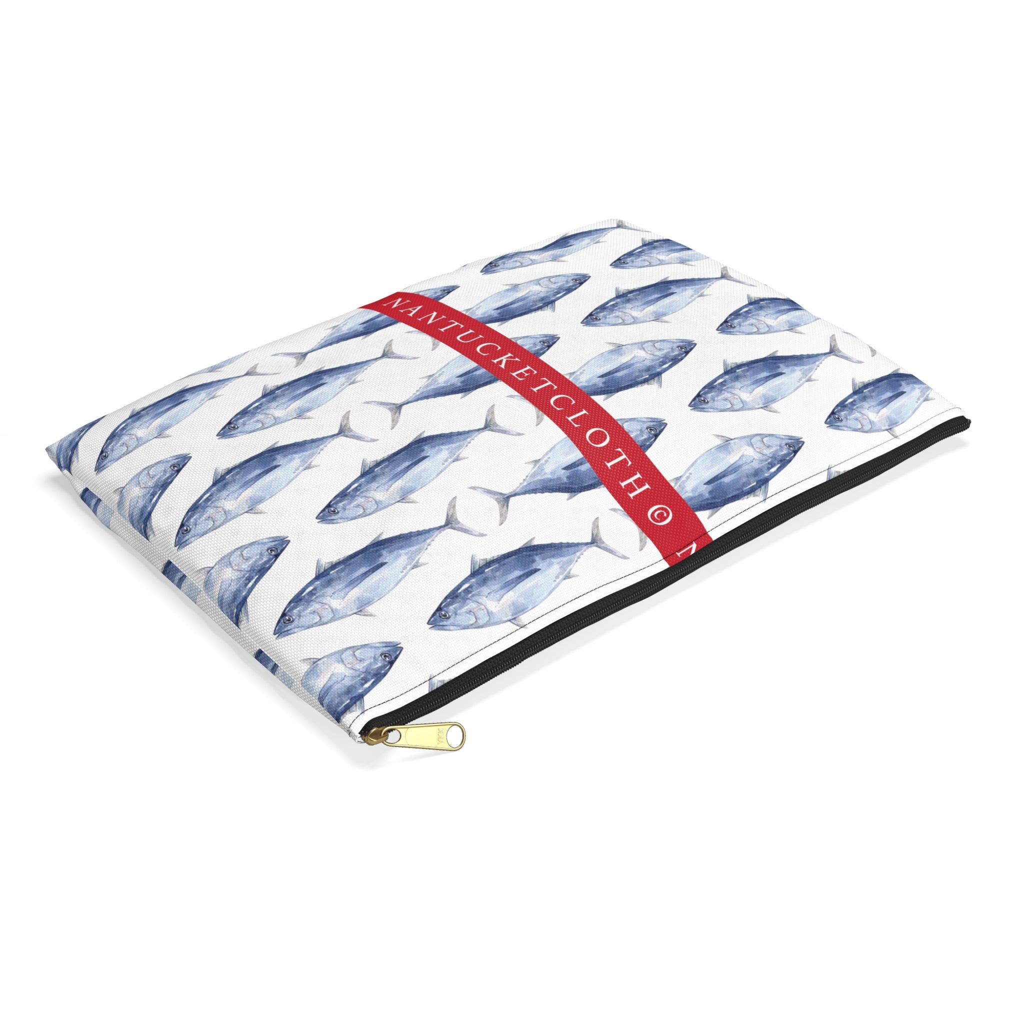 Nantucket Island Nantucketcloth Blue Fish Canvas Wristlet Bag
