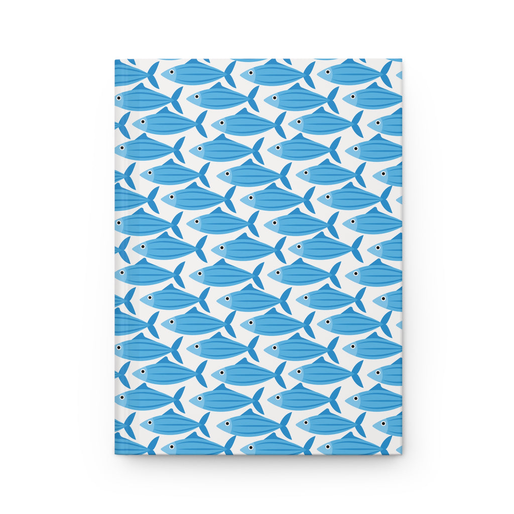 Nantucketloth Green and Blue Preppy style fish Hardcover Journal Matte