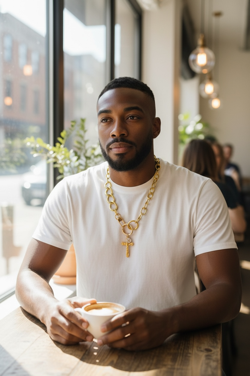 Nantucket Heavyweight Long Lenth, Nantucketcloth Vintage Gold Chain. With Cross For Men or Women.  I want