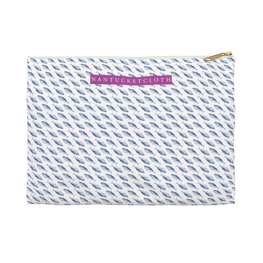 Nantucket Island Nantucketcloth Blue Tuna Nautical Canvas Wristlet Bag.