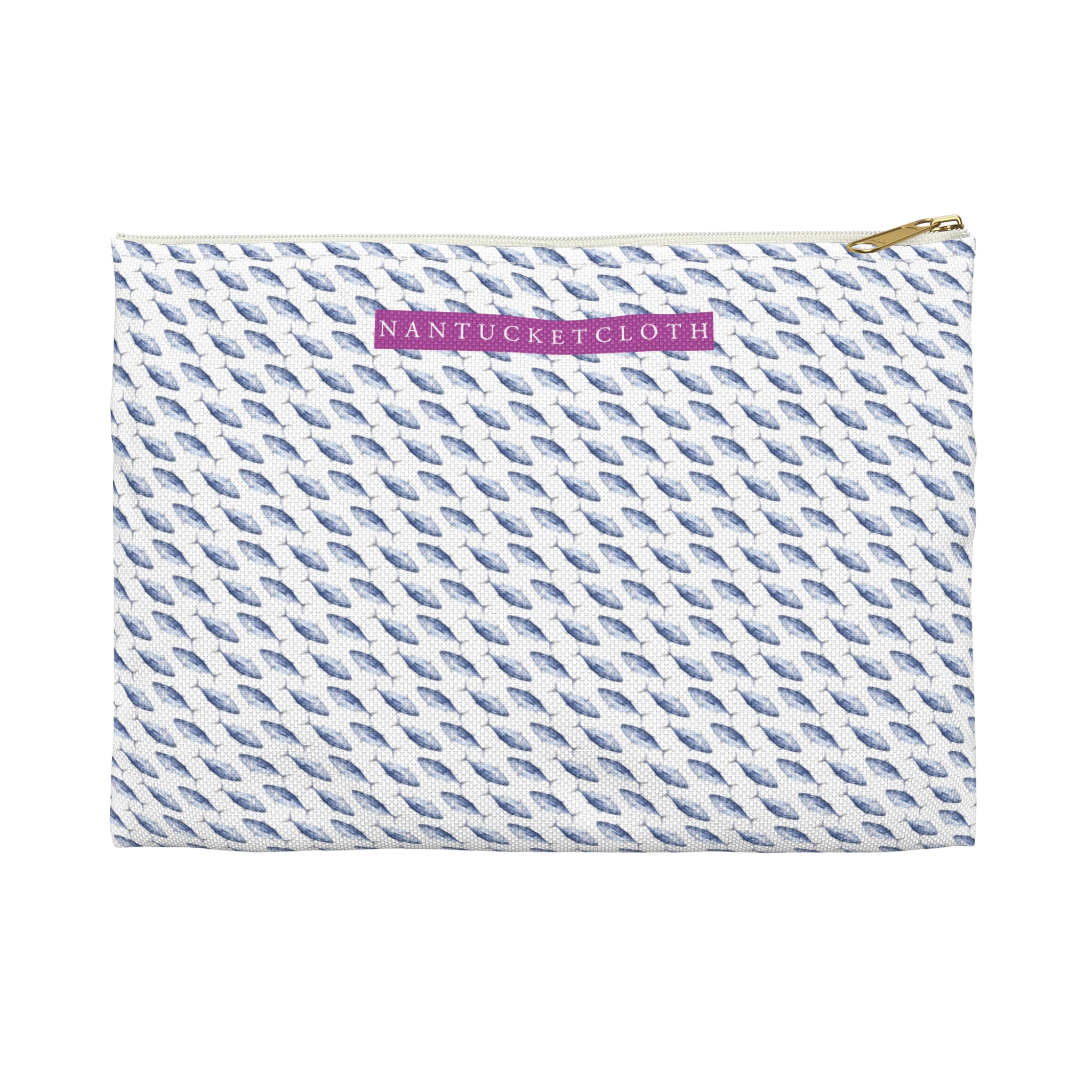 Nantucket Island Nantucketcloth Blue Tuna Nautical Canvas Wristlet Bag.