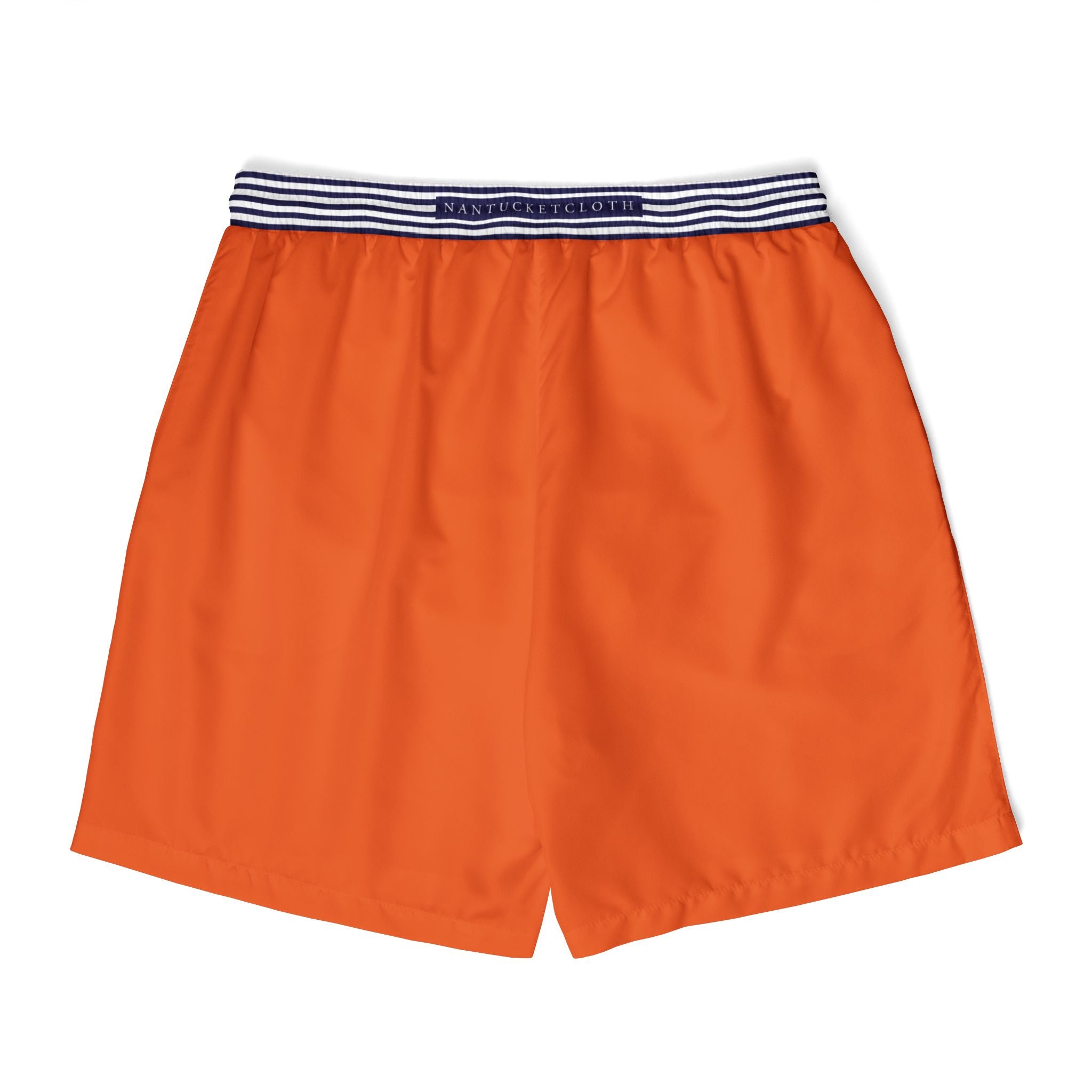 Nantucket  Mens Swim Shorts. Nantucketcloth Orange Nautical Stripped Belt  with Pockets.