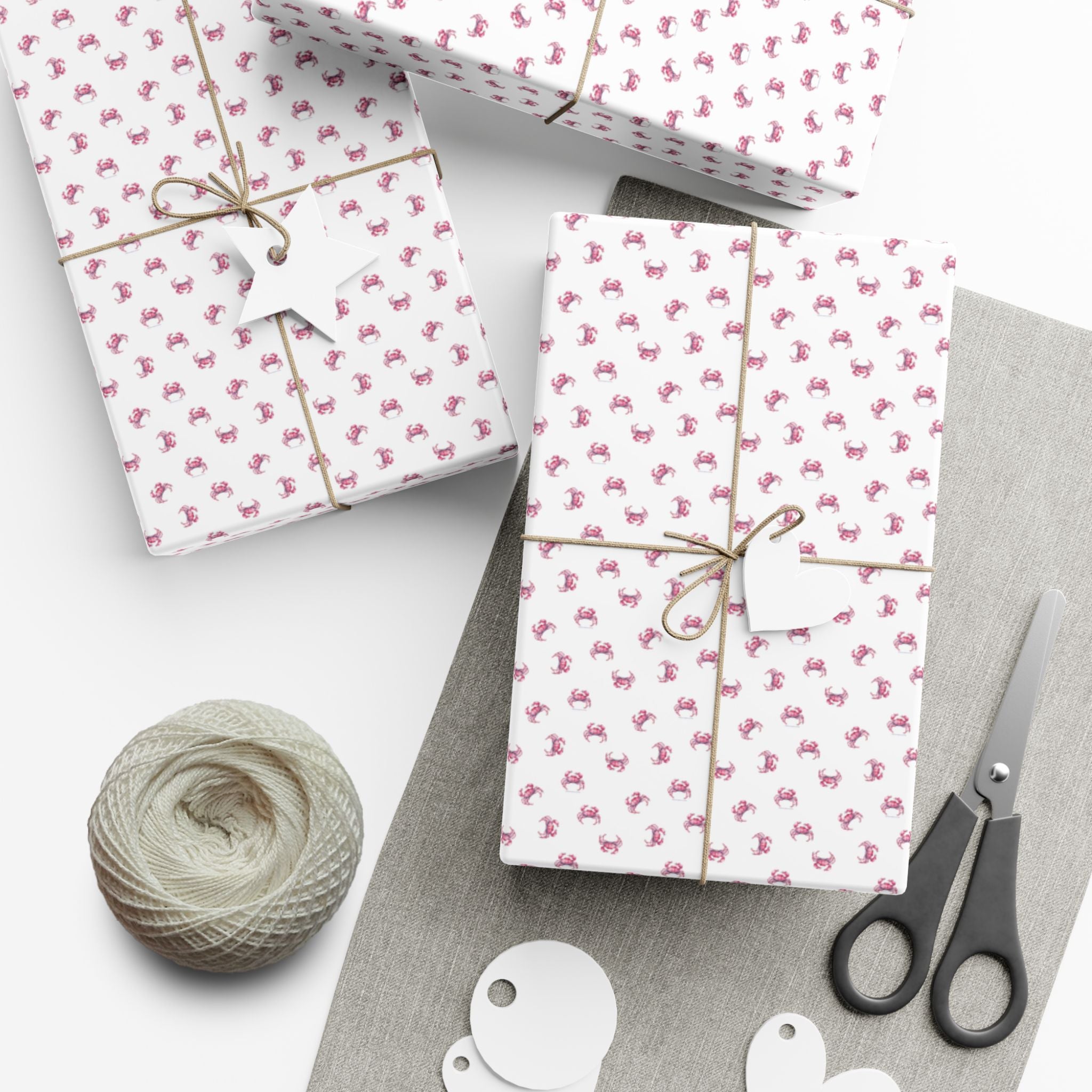 Nantucket  Nantucketcloth Holiday Ocean Red Crab Gift Wrap Paper.
