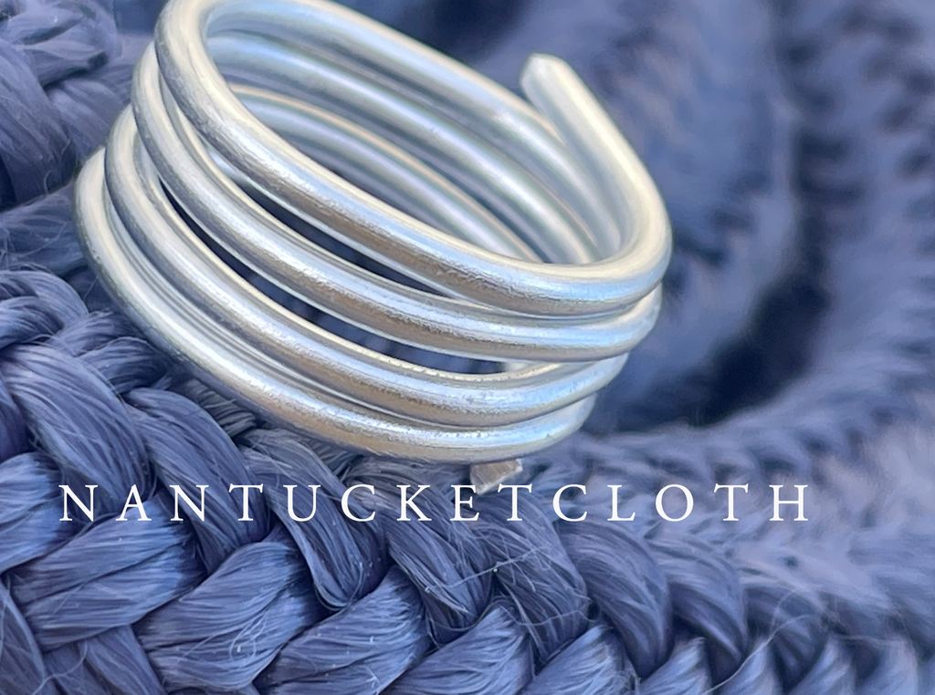 Nantucket Rings, a soft metal stacked Nantucketcloth design.  One ring. All sales are final. Newport Rhode Island. New Bedford Gifts.