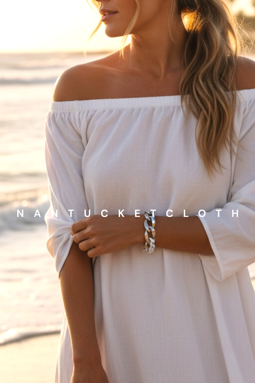 Nantucket bracelet. Metal, Silver Acrylic and white boat rope Nantucketcloth Sailing Jewelry. Newport style MV.  All sales are final 