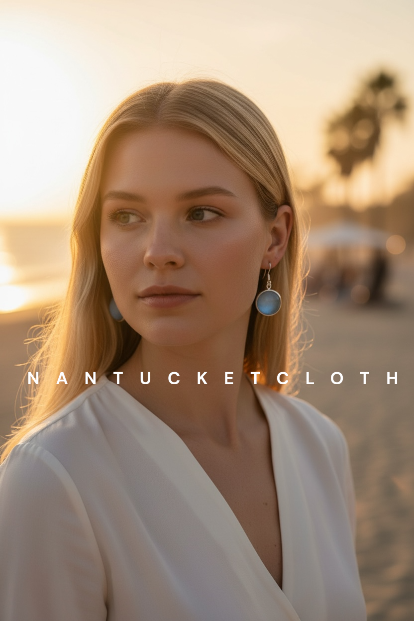 Nantucket jewelry, One of a Kind Design. Nantucketcloth Silver hugged round beach glass earrings . All sales are final. 29.0