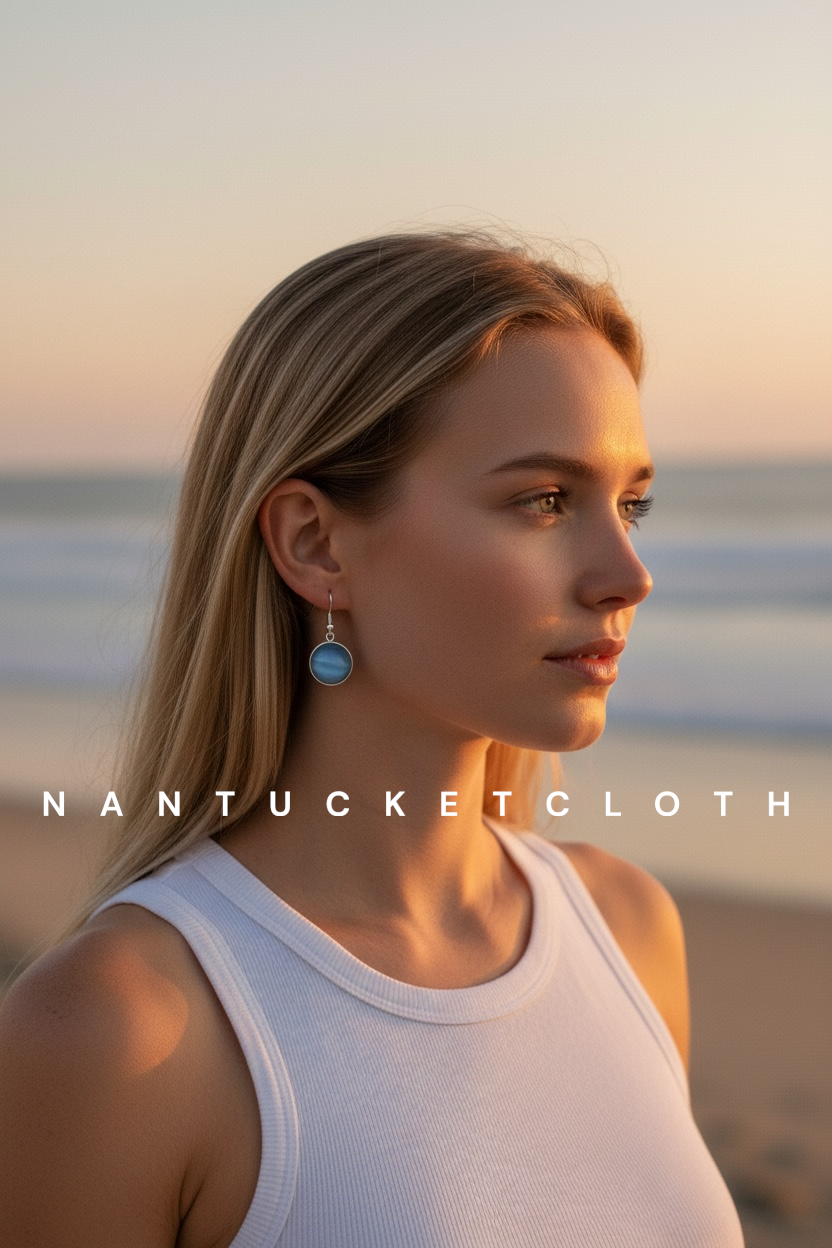 Nantucket jewelry, One of a Kind Design. Nantucketcloth Silver hugged round beach glass earrings . All sales are final. 29.00 .