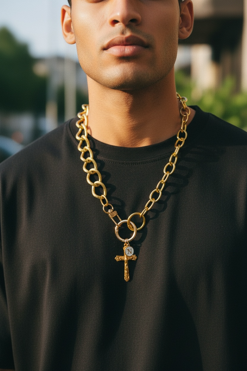 Nantucket jewelry, One of a kind Desigggn. Nantucketcloth Vintage GoldChain. With Cross For Men or Women. All sales are final