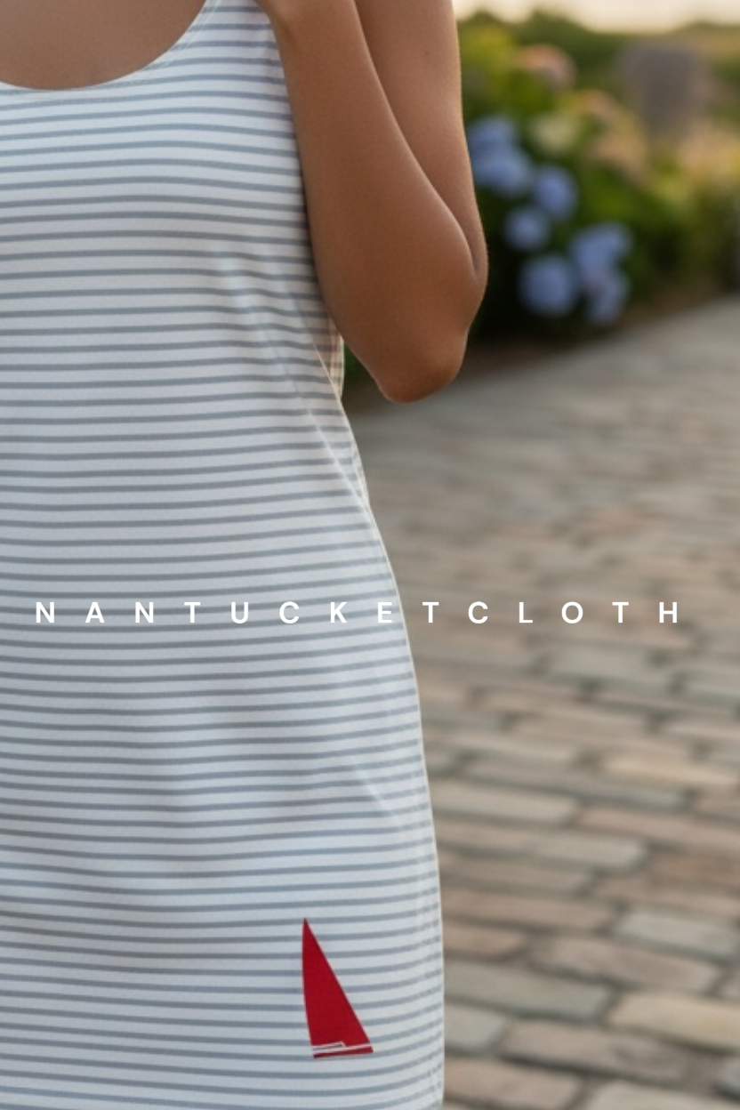 Nantucket shopping, Nantucketcloth Cocktail stripe Sailboat Women's  Racerback Dress. Comfort fit. Nautical. Newport Styles. MV