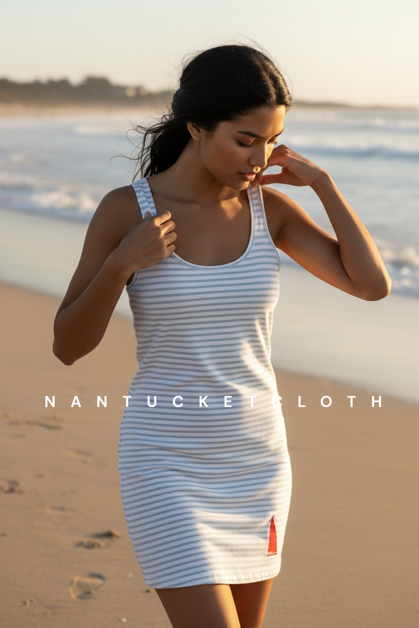 Nantucket shopping Nantucketcloth Nautical stripe Sailboat Women's  Racerback Dress. Comfort fit.