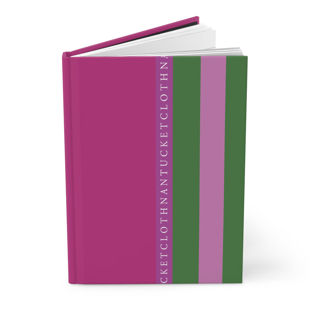 Pink and green notebook with 'Nantucket Cloth' branding on a white background