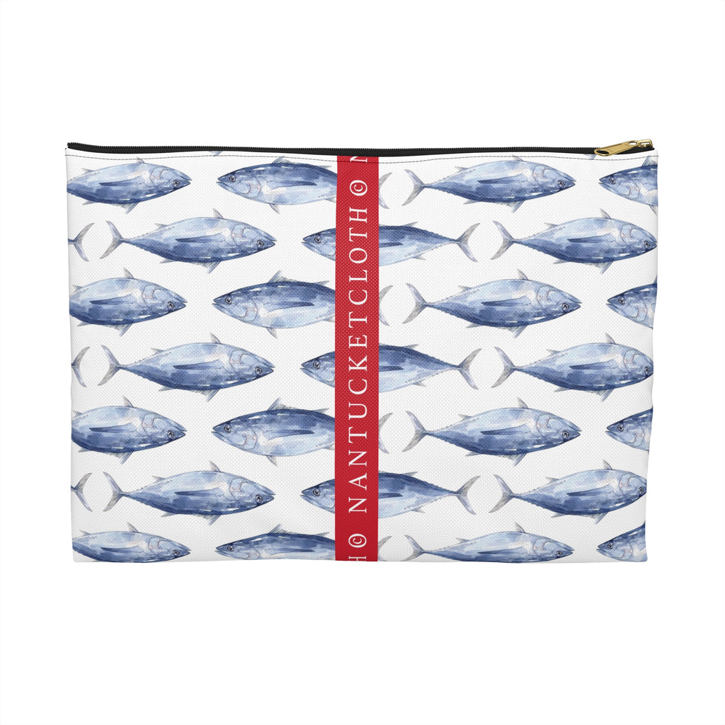 Nantucketcloth Casual Nautical Blue Fish Canvas Cocktail Bag.
