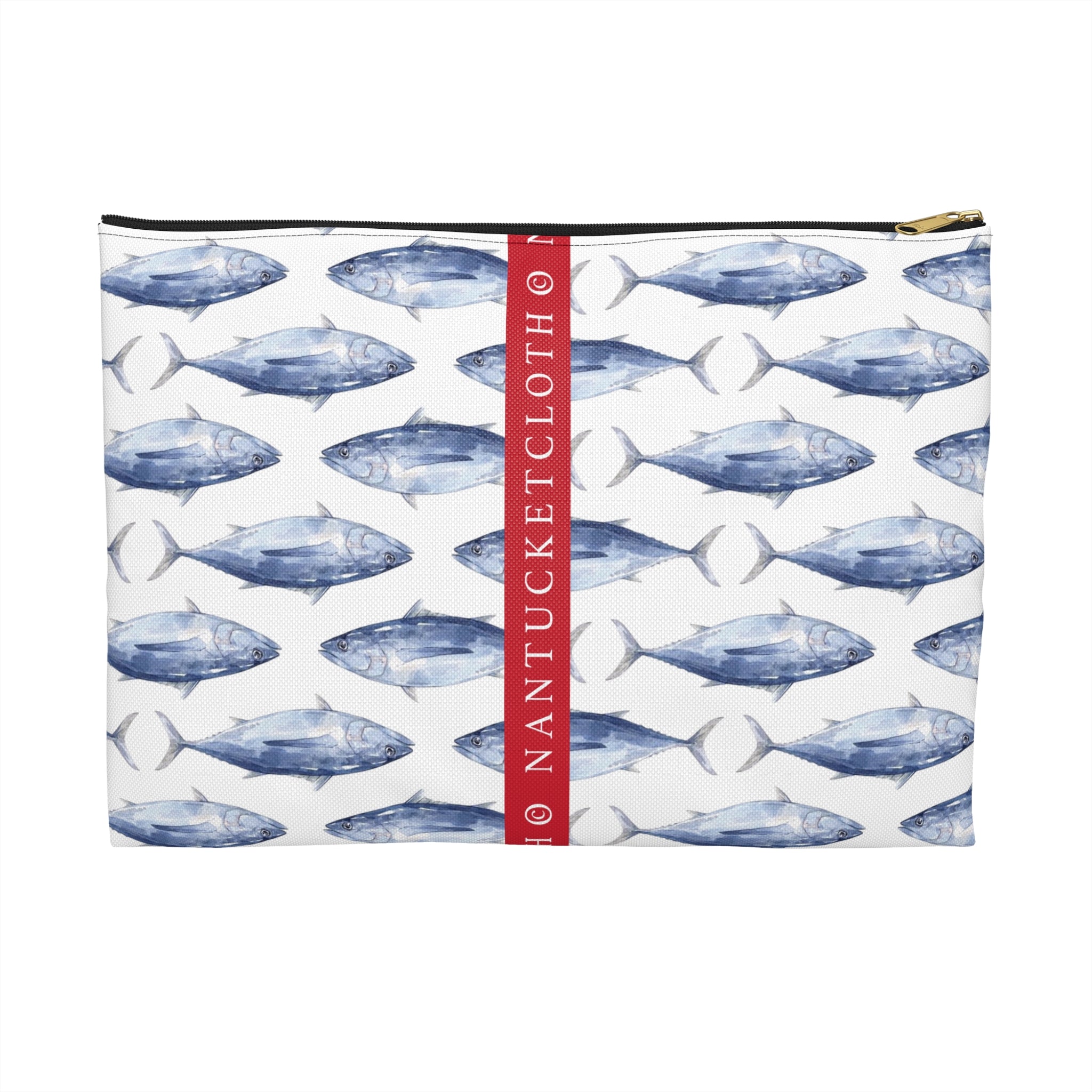 Nantucketcloth Casual Nautical Blue Fish Canvas Cocktail Bag.
