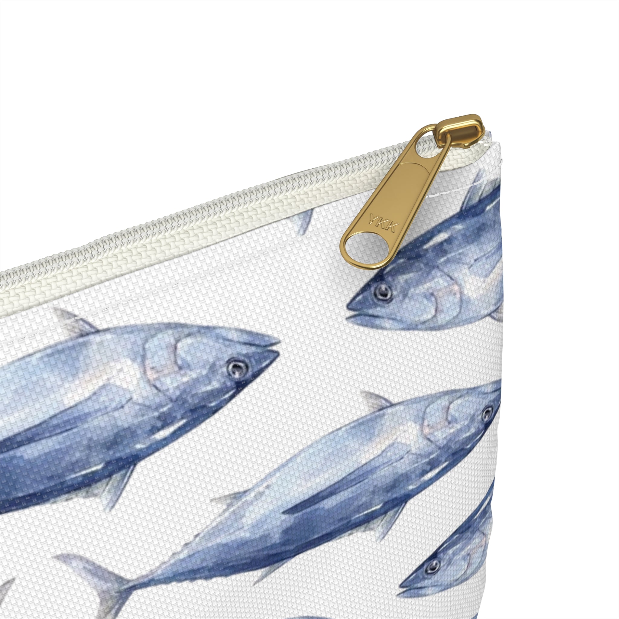 Nantucketcloth Casual Nautical Blue Fish Canvas Cocktail Bag. White.  Newbedford 