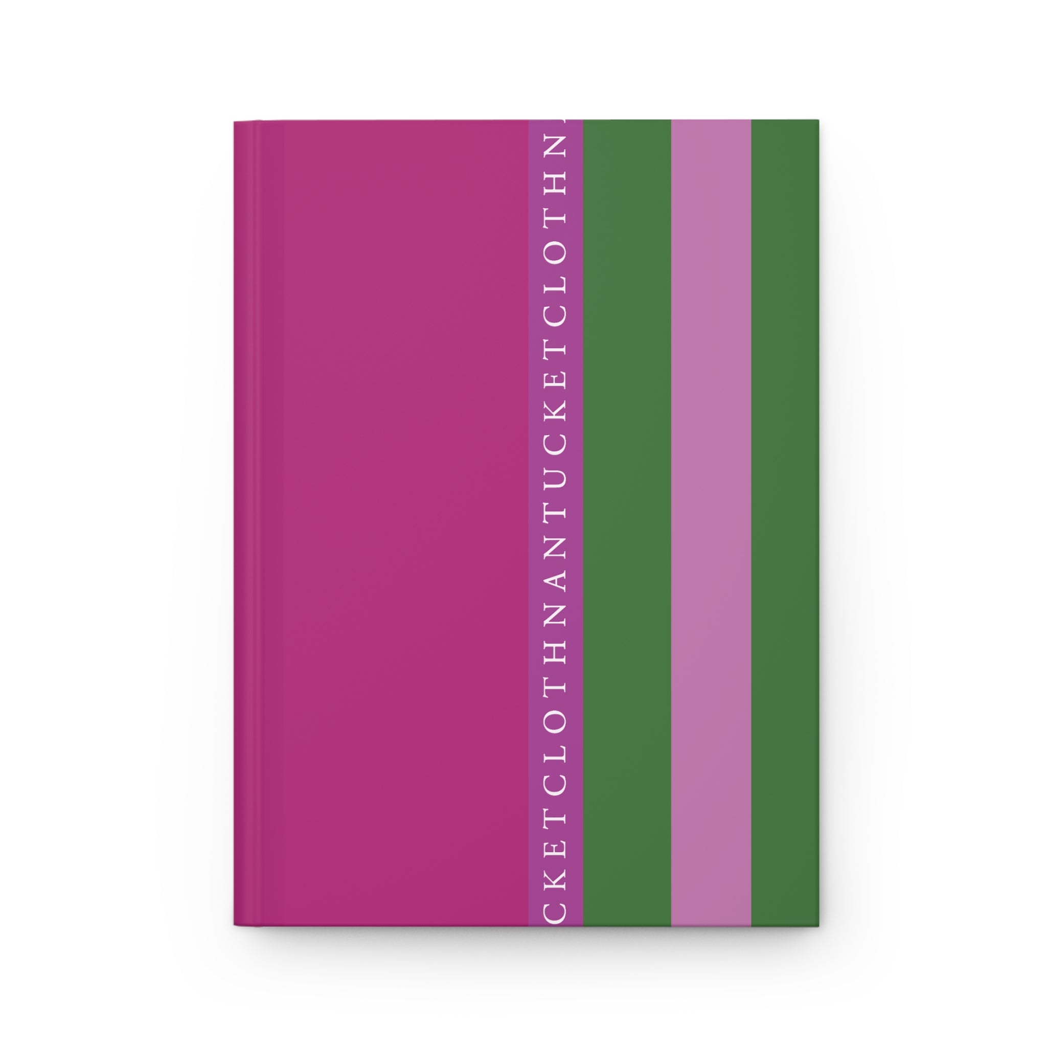 Pink and green notebook with 'Nantucket Cloth' branding on a white background
