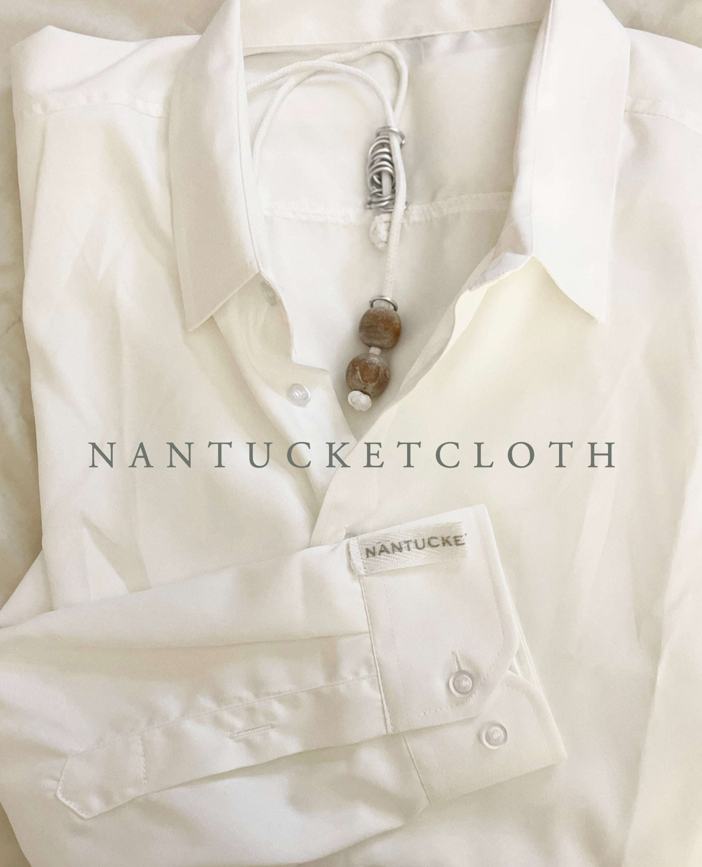 Newport Rhode Island Nantucketcloth White Nautical Large Loose Fit dress womens button up shirt.