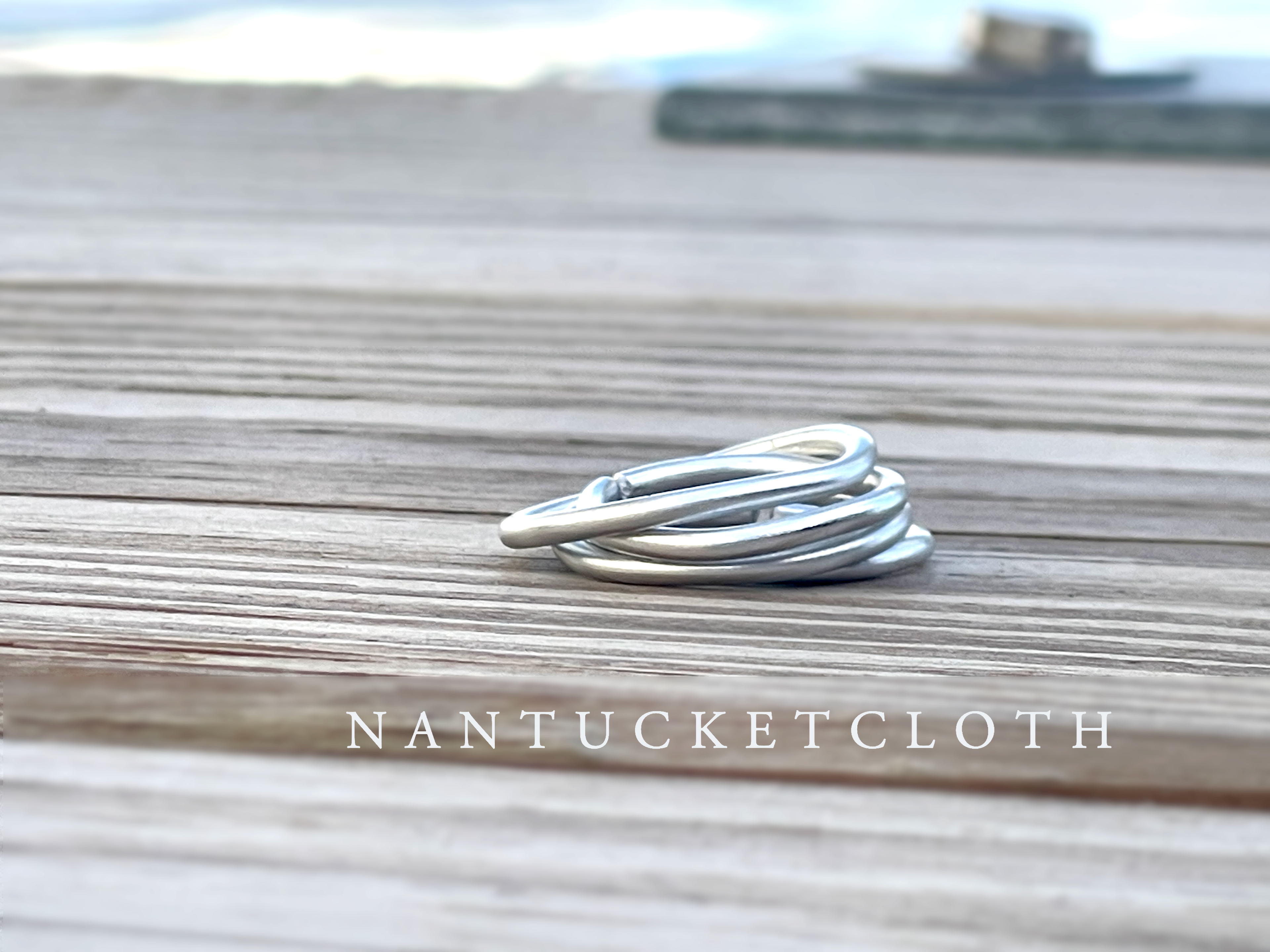 Nantucket Rings from Nantucketcloth showcase a soft metal stacked design.  One Piece