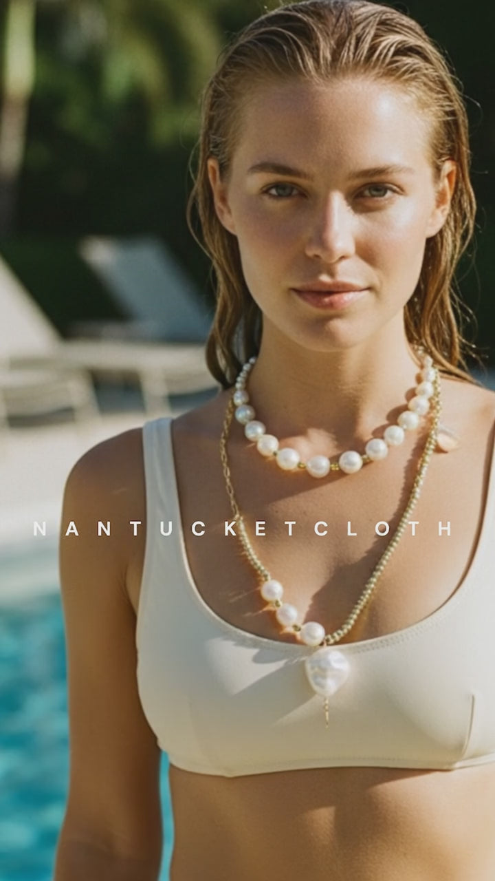 Nantucket Jewelry Nantucketcloth Ocean Pearl and Gold Beach to Dinner Necklace. One of A Kind.