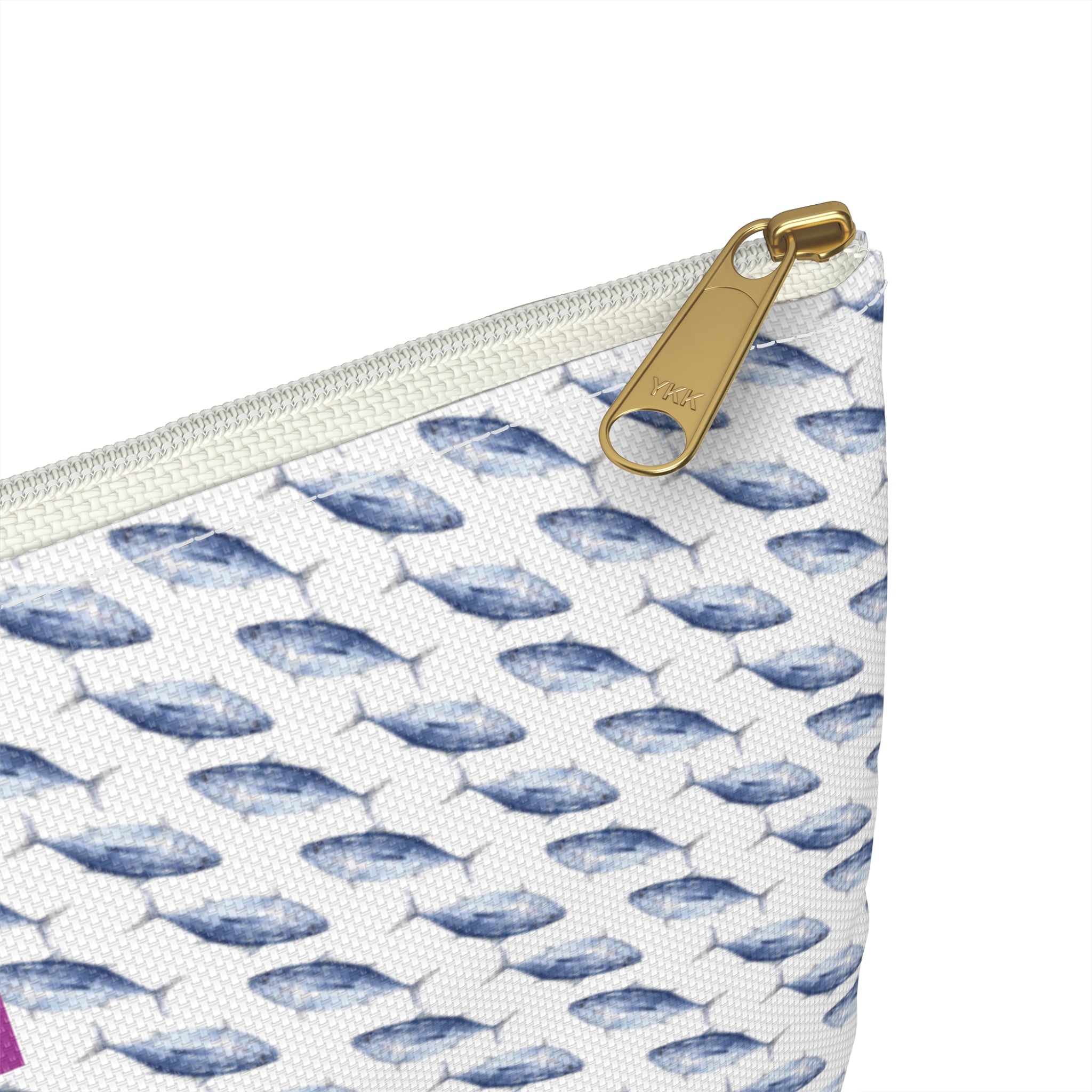the Nantucket Island Nantucketcloth Blue Tuna Nautical Canvas Wristlet Bag.zipper